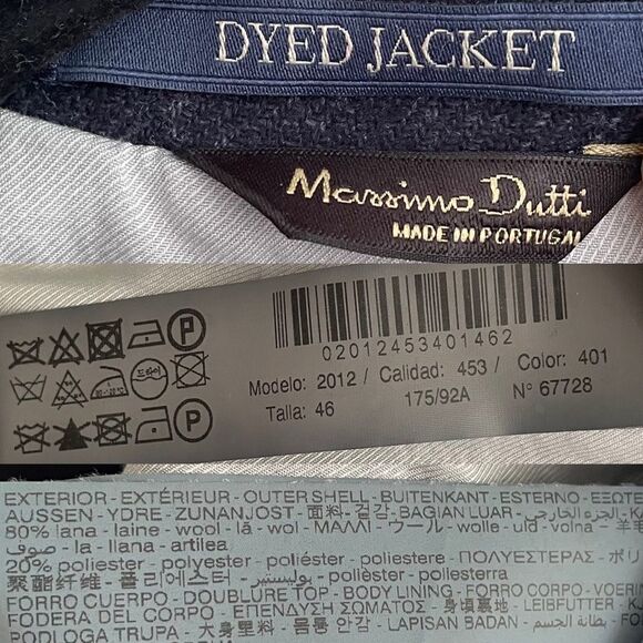 MASSIMO DUTTI Wool Blazer Navy Blue 46R - Picture 10 of 11